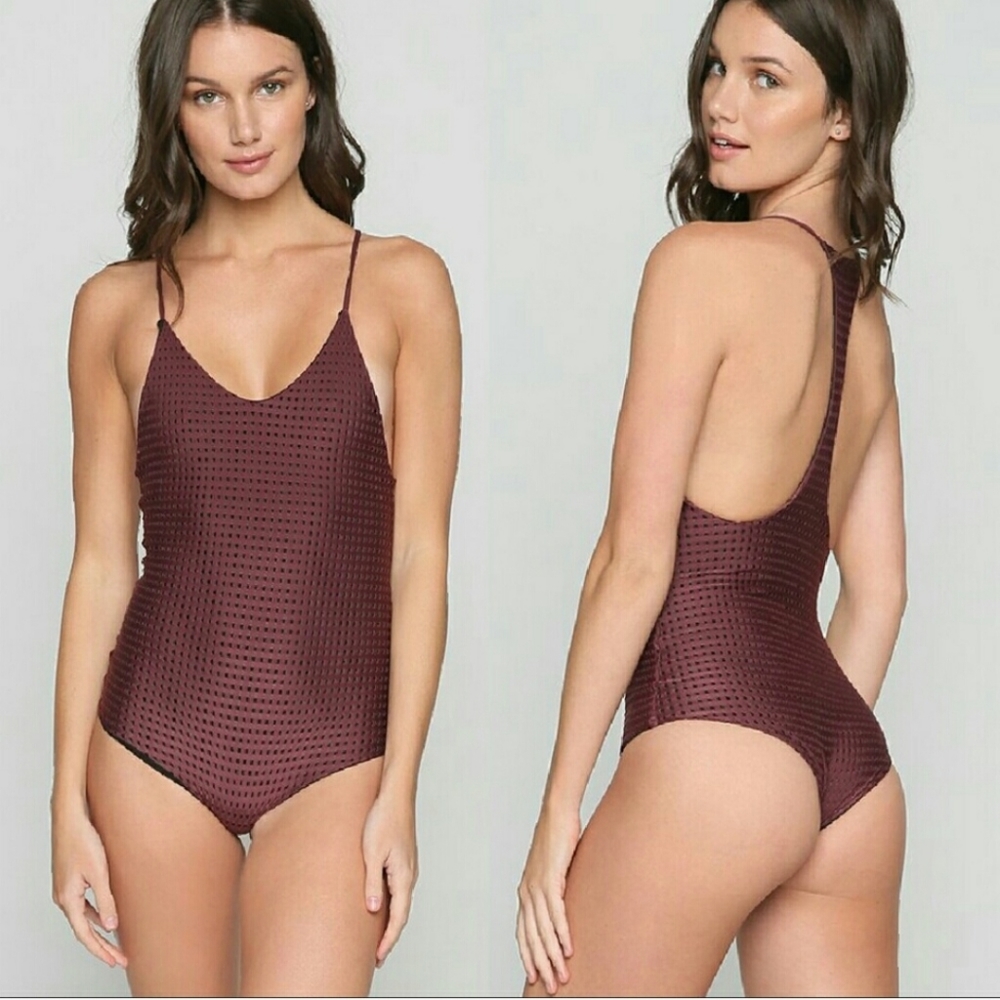 Acacia Swimwear Burgundy One Piece